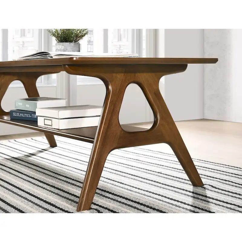 Tavolino da caffè in legno Arona di Roundhill Furniture, stile moderno di metà secolo, con ripiano