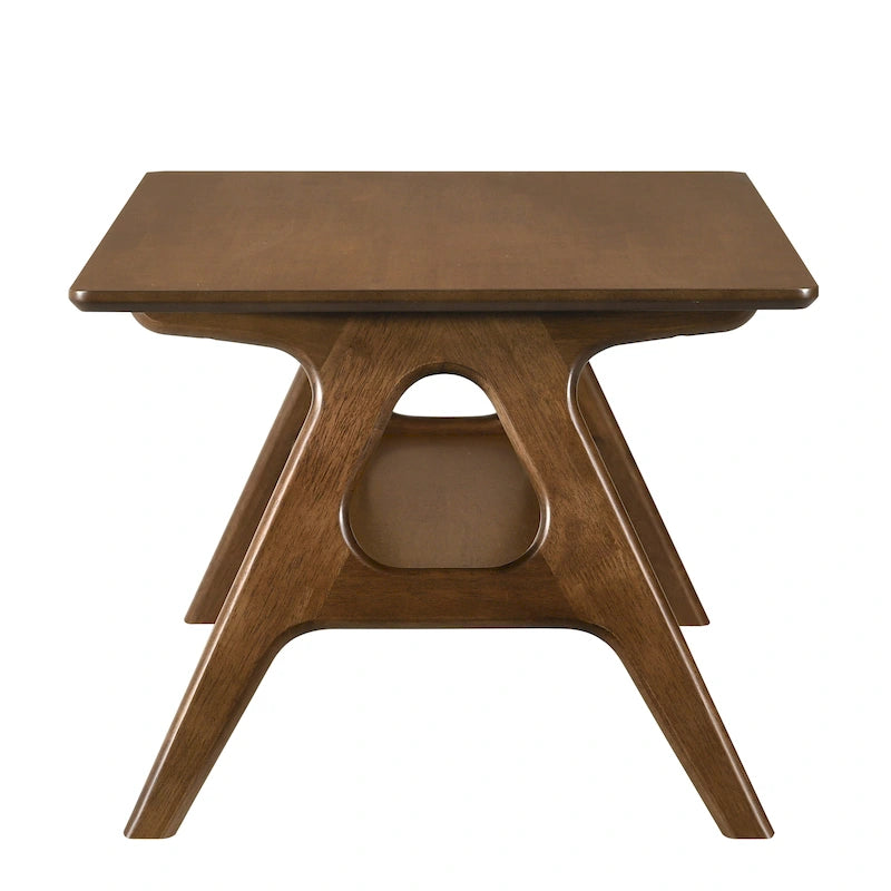 Tavolino da caffè in legno Arona di Roundhill Furniture, stile moderno di metà secolo, con ripiano