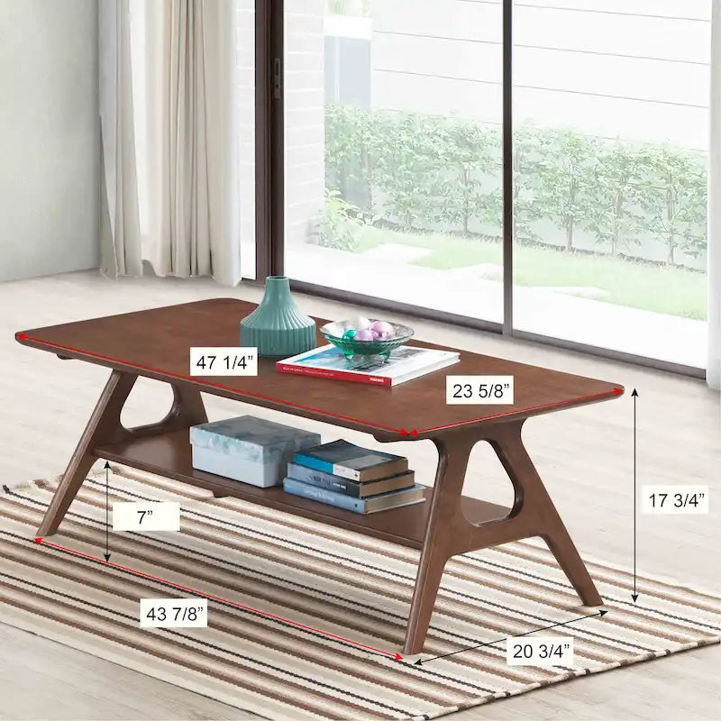 Tavolino da caffè in legno Arona di Roundhill Furniture, stile moderno di metà secolo, con ripiano