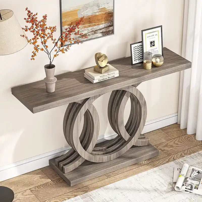 55 Tavolo Console per Divano, Tavolo da Ingresso in Legno per Soggiorno