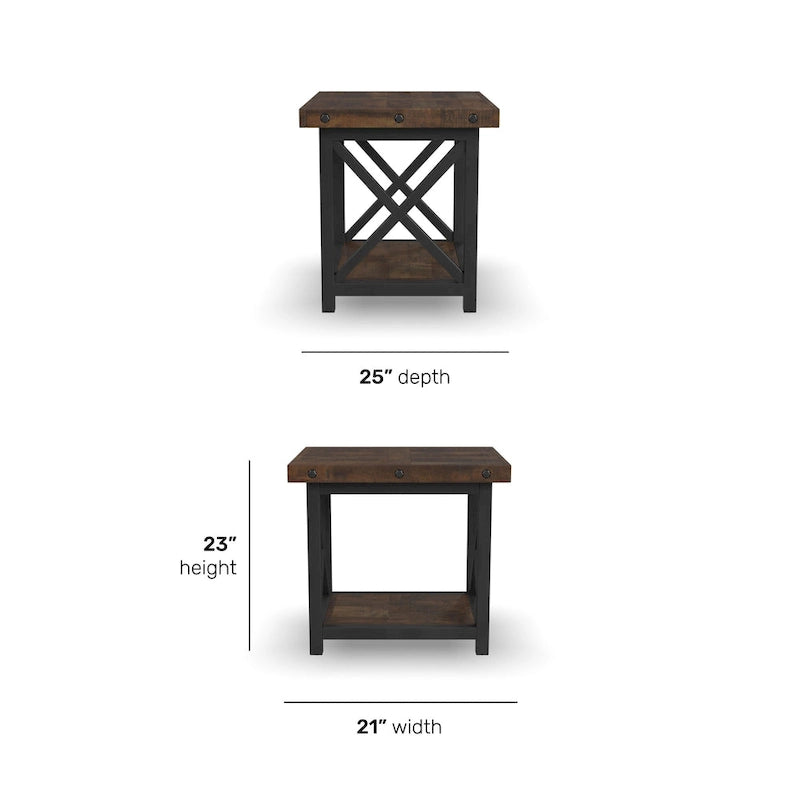 Homestyles Carpenter Brown Solid Acacia Wood End Table
