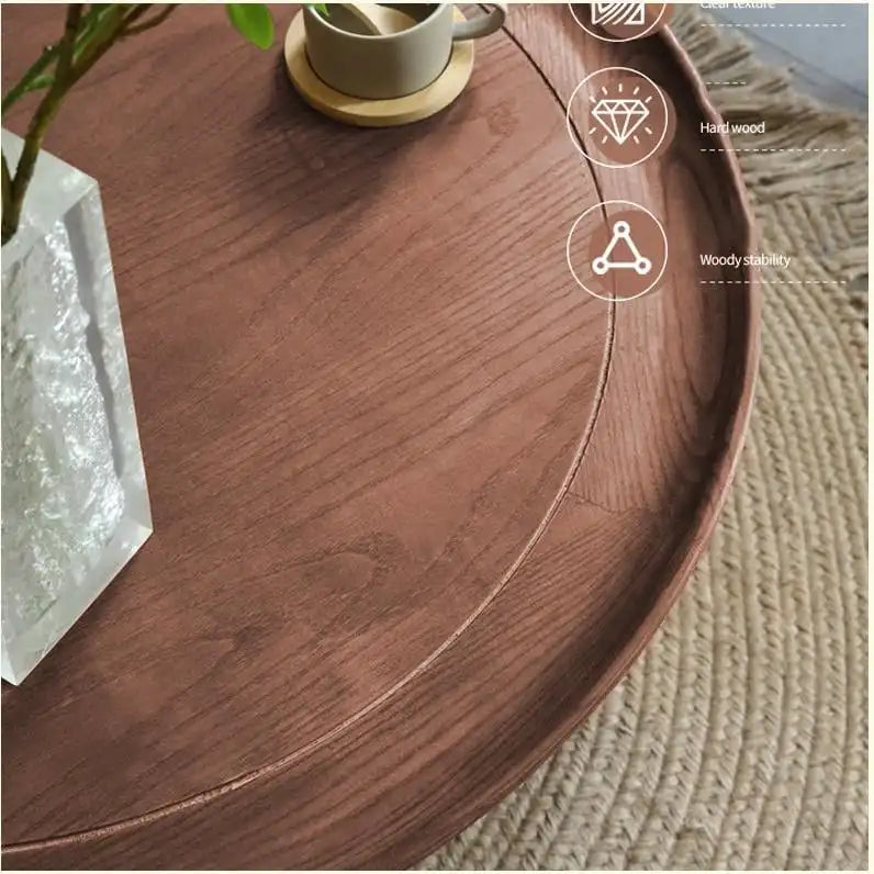 Tavolino da caffè rotondo a 2 ripiani JASIWAY in legno con base in rattan