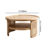 Tavolino da caffè rotondo a 2 ripiani JASIWAY in legno con base in rattan