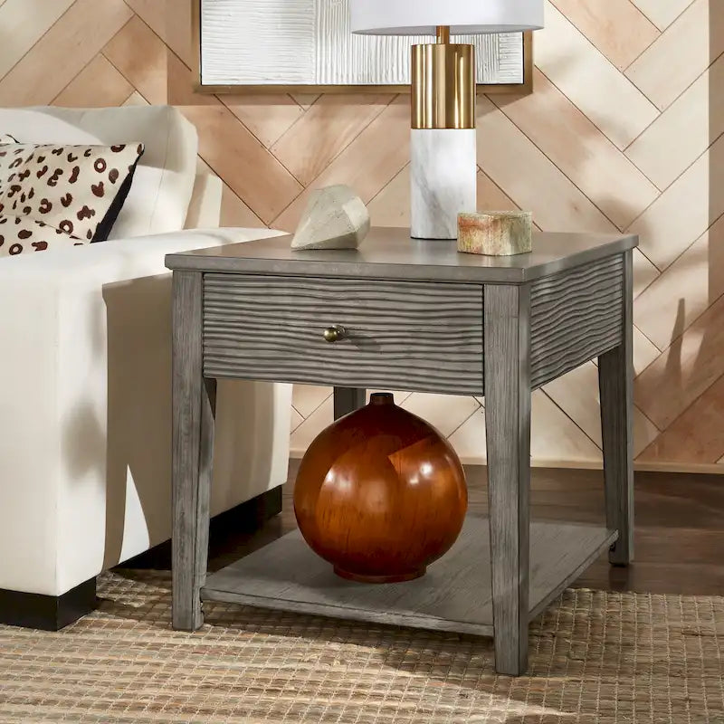 Tavolino con ripiano Coober Antique Grey Finish Grigio Cemento Fibra di iNSPIRE Q Modern