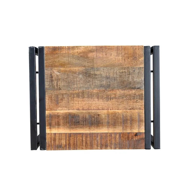 Tavolino da salotto artigianale in legno di recupero (India) - 24 x 16 x 20