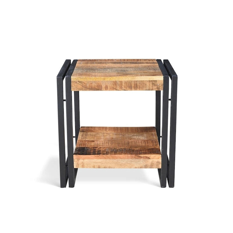 Tavolino da salotto artigianale in legno di recupero (India) - 24 x 16 x 20