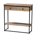 Consolle Silas moderna industriale con 2 cassetti in legno marrone naturale e metallo nero