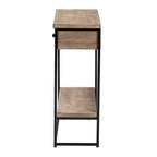 Consolle Silas moderna industriale con 2 cassetti in legno marrone naturale e metallo nero