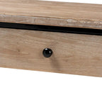 Consolle Silas moderna industriale con 2 cassetti in legno marrone naturale e metallo nero