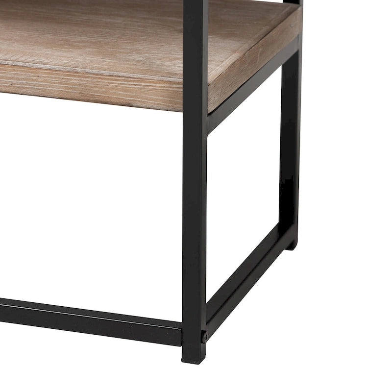 Consolle Silas moderna industriale con 2 cassetti in legno marrone naturale e metallo nero