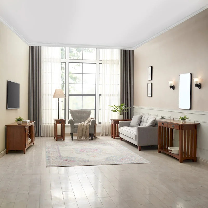 Tavolino a lampada "Mission" in legno massello Leick Home