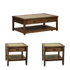 Set da 3 Pezzi Mesa Valley Tobacco (1 Tavolino da Caffè, 2 Tavolini Laterali)