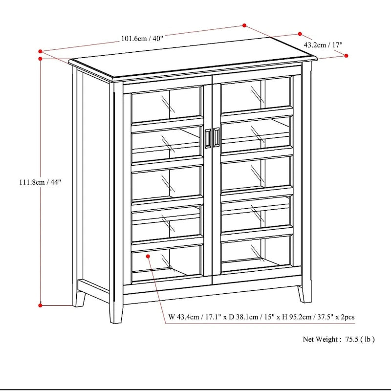 WYNDENHALL Portland Mobiletto contenitore di medie dimensioni, transizionale, in LEGNO MASSELLO, larghezza 40 pollici, colore marrone mogano - 40w x 16.9d x 44h