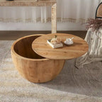 Vintage Style Bucket Drum Shaped Wooden Coffee Table