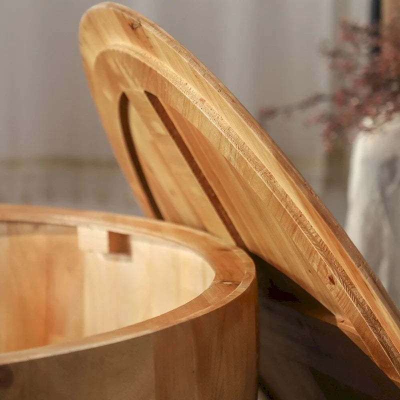 Vintage Style Bucket Drum Shaped Wooden Coffee Table