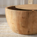 Vintage Style Bucket Drum Shaped Wooden Coffee Table