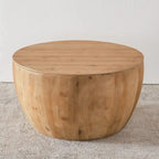 Vintage Style Bucket Drum Shaped Wooden Coffee Table