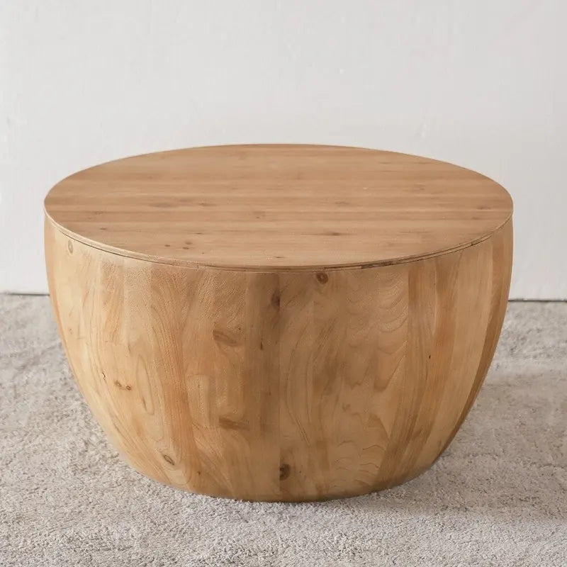Vintage Style Bucket Drum Shaped Wooden Coffee Table