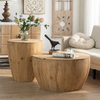 Vintage Style Bucket Drum Shaped Wooden Coffee Table