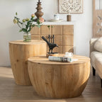 Vintage Style Bucket Drum Shaped Wooden Coffee Table