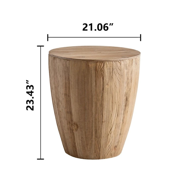 Vintage Style Bucket Drum Shaped Wooden Coffee Table