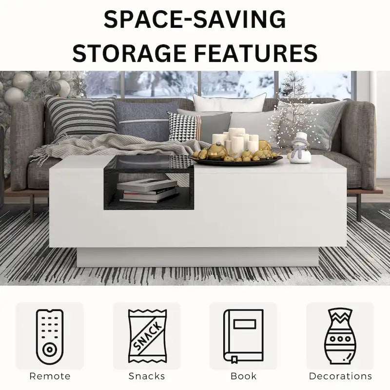Tavolino da caffè contemporaneo bianco a 3 ripiani Zace da 47 pollici di Furniture of America