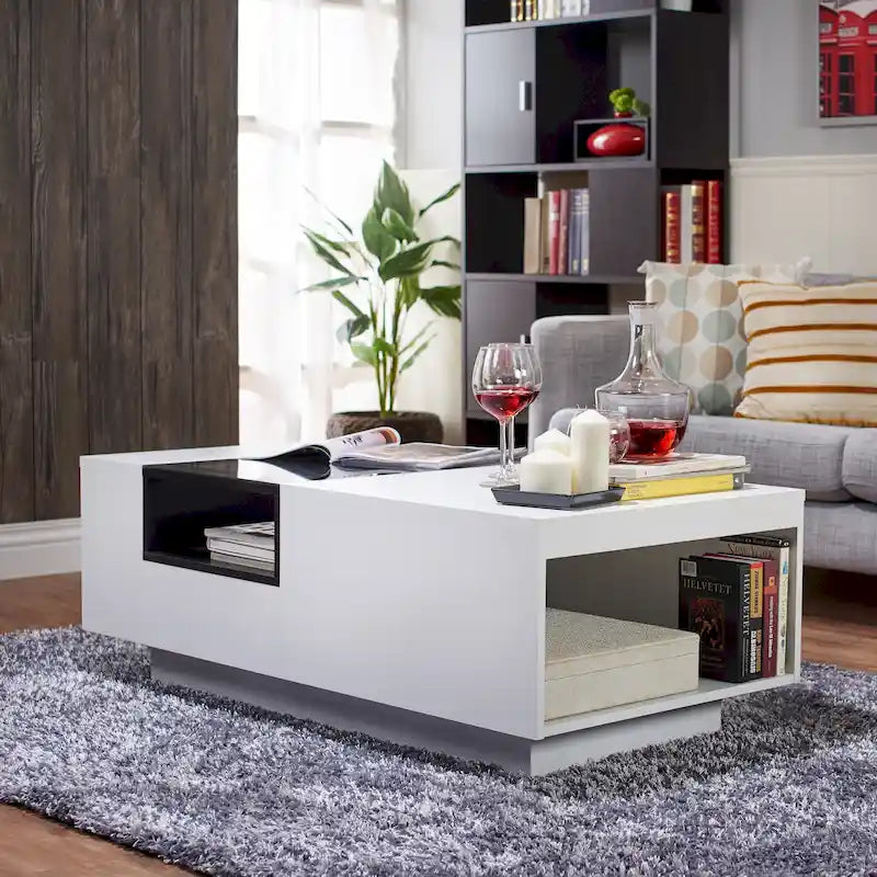 Tavolino da caffè contemporaneo bianco a 3 ripiani Zace da 47 pollici di Furniture of America