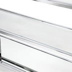 Tavolo da divano Fald contemporaneo cromato 120 cm in vetro a 2 ripiani di Furniture of America