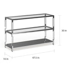 Tavolo da divano Fald contemporaneo cromato 120 cm in vetro a 2 ripiani di Furniture of America