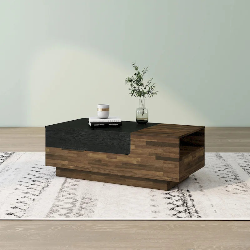 DH BASIC Tavolino da caffè con ripiano superiore scorrevole da 120 cm e 1 ripiano, marrone di Denhour