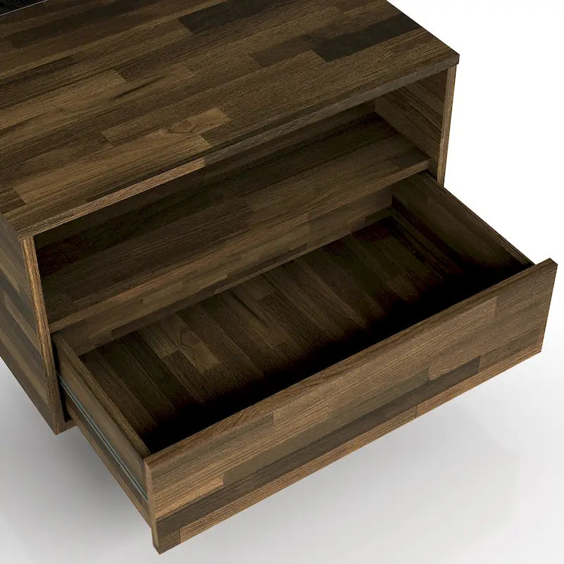 DH BASIC Tavolino da caffè con ripiano superiore scorrevole da 120 cm e 1 ripiano, marrone di Denhour