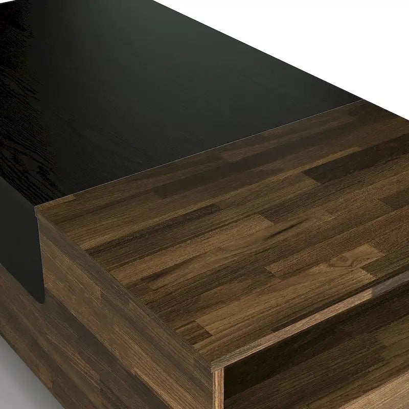 DH BASIC Tavolino da caffè con ripiano superiore scorrevole da 120 cm e 1 ripiano, marrone di Denhour