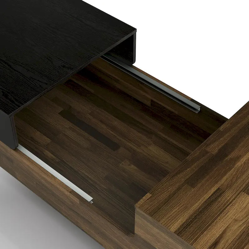 DH BASIC Tavolino da caffè con ripiano superiore scorrevole da 120 cm e 1 ripiano, marrone di Denhour