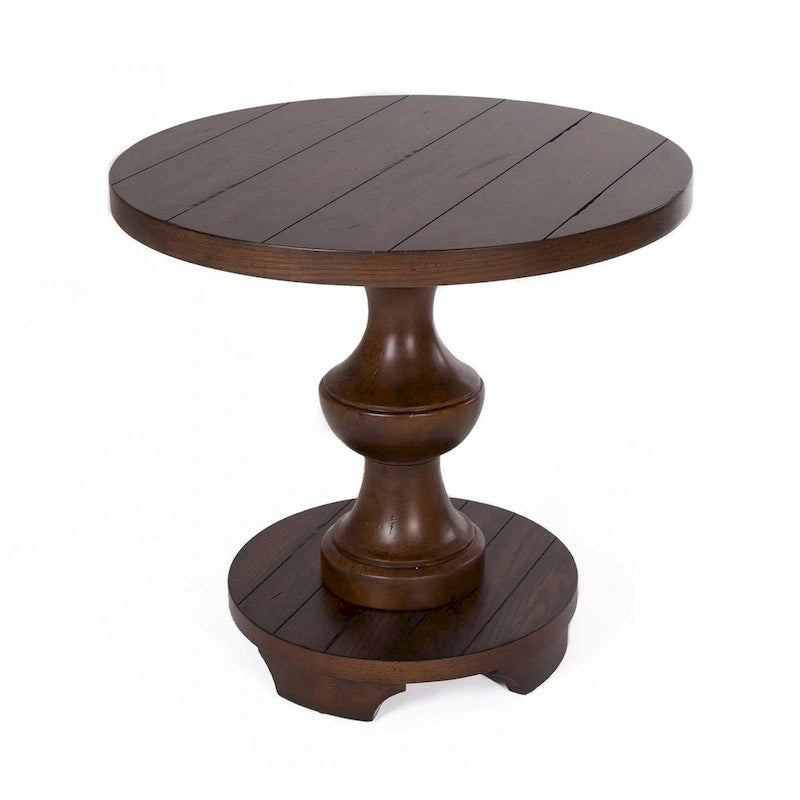 Tavolino rotondo Sedona Kona Brown con piano in rovere massiccio