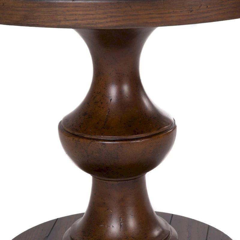 Tavolino rotondo Sedona Kona Brown con piano in rovere massiccio