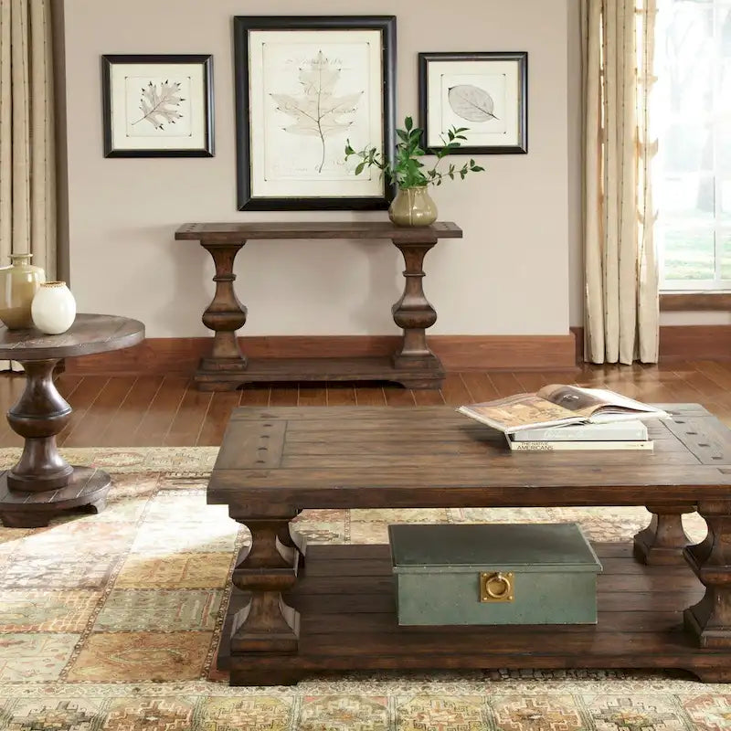 Tavolino rotondo Sedona Kona Brown con piano in rovere massiccio