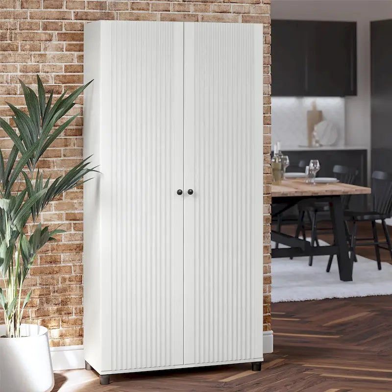 Avenue Greene Baldwin Armoire de rangement à 2 portes cannelées, largeur 36 po, blanc