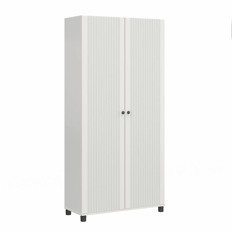 Avenue Greene Baldwin Armoire de rangement à 2 portes cannelées, largeur 36 po, blanc