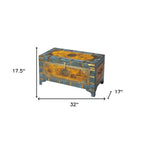 Baule Contenitore Intarsiato in Ottone Dipinto a Mano