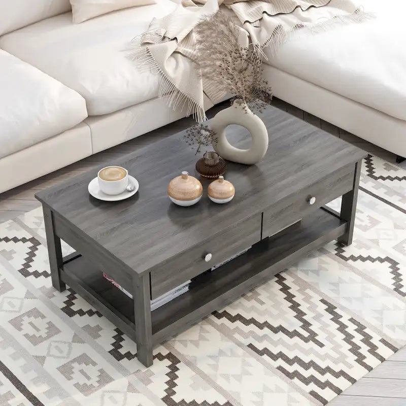 Tavolino da caffè Aranda Rustic Grey da 43 pollici in legno con 1 ripiano di Furniture of America