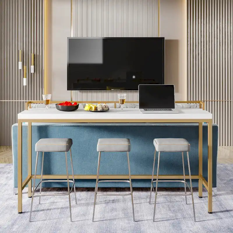 Table console extra longue de 70,9 po, table étroite pour entrée derrière le canapé