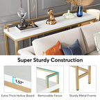 Table console extra longue de 70,9 po, table étroite pour entrée derrière le canapé
