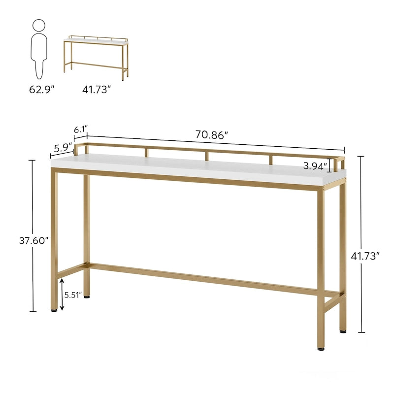 Table console extra longue de 70,9 po, table étroite pour entrée derrière le canapé