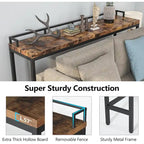 Table console extra longue de 70,9 po, table étroite pour entrée derrière le canapé
