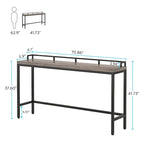 Table console extra longue de 70,9 po, table étroite pour entrée derrière le canapé