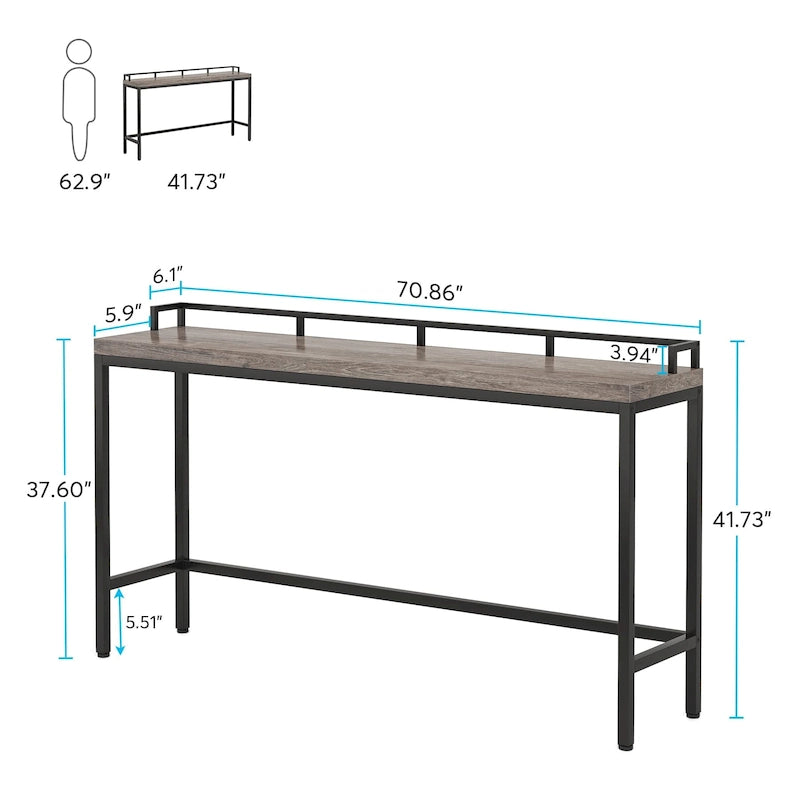 Table console extra longue de 70,9 po, table étroite pour entrée derrière le canapé