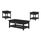 DH BASIC Transitional Rubberwood 3-Piece Open-Shelf Coffee Table and End Table Set with Drawer by Denhour