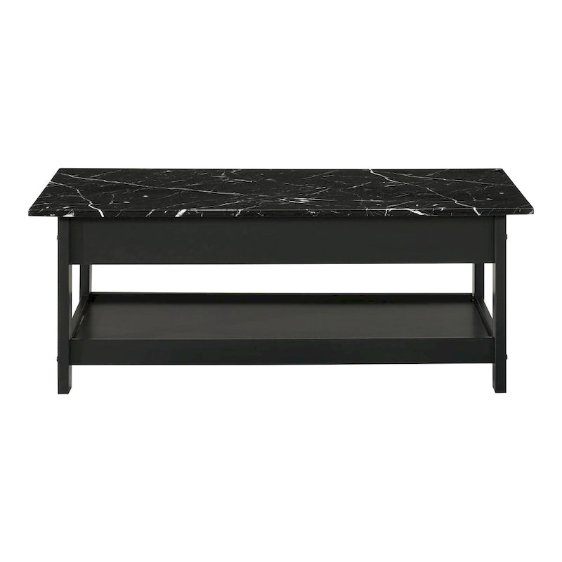 DH BASIC Transitional Rubberwood 3-Piece Open-Shelf Coffee Table and End Table Set with Drawer by Denhour