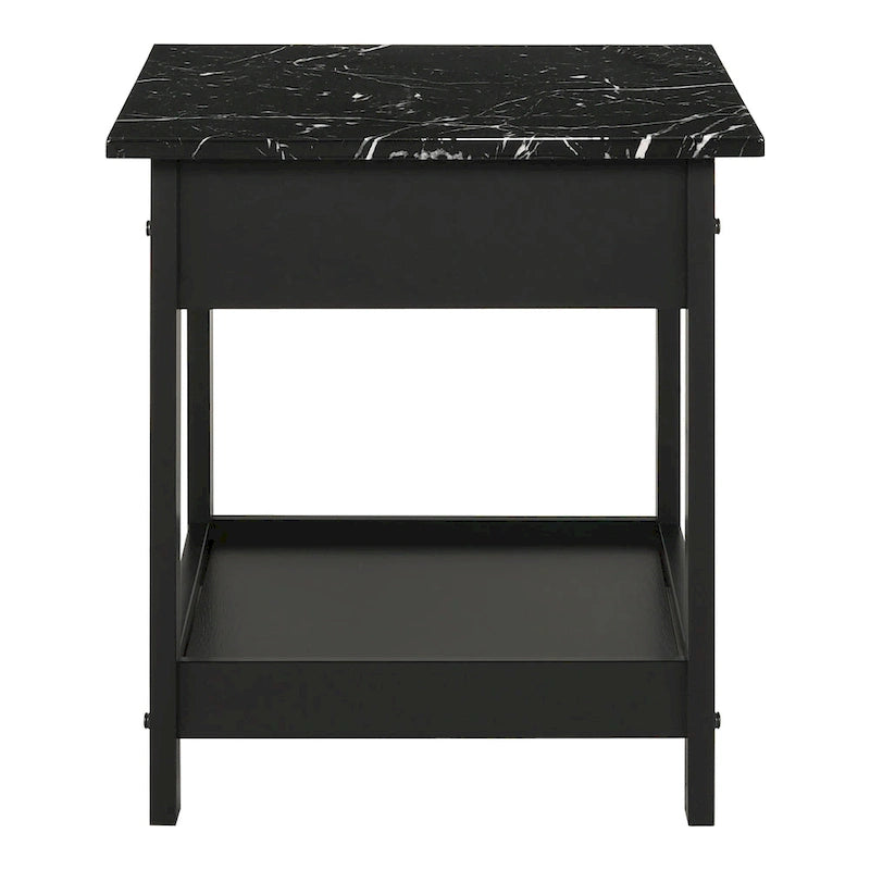DH BASIC Transitional Rubberwood 3-Piece Open-Shelf Coffee Table and End Table Set with Drawer by Denhour