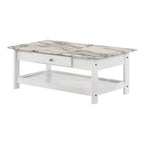 DH BASIC Transitional Rubberwood 3-Piece Open-Shelf Coffee Table and End Table Set with Drawer by Denhour